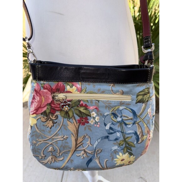 Brighton Reversible Tapestry Leather Crossbody Shoulder Bag Heart Charm Boho Vtg - Picture 5 of 14